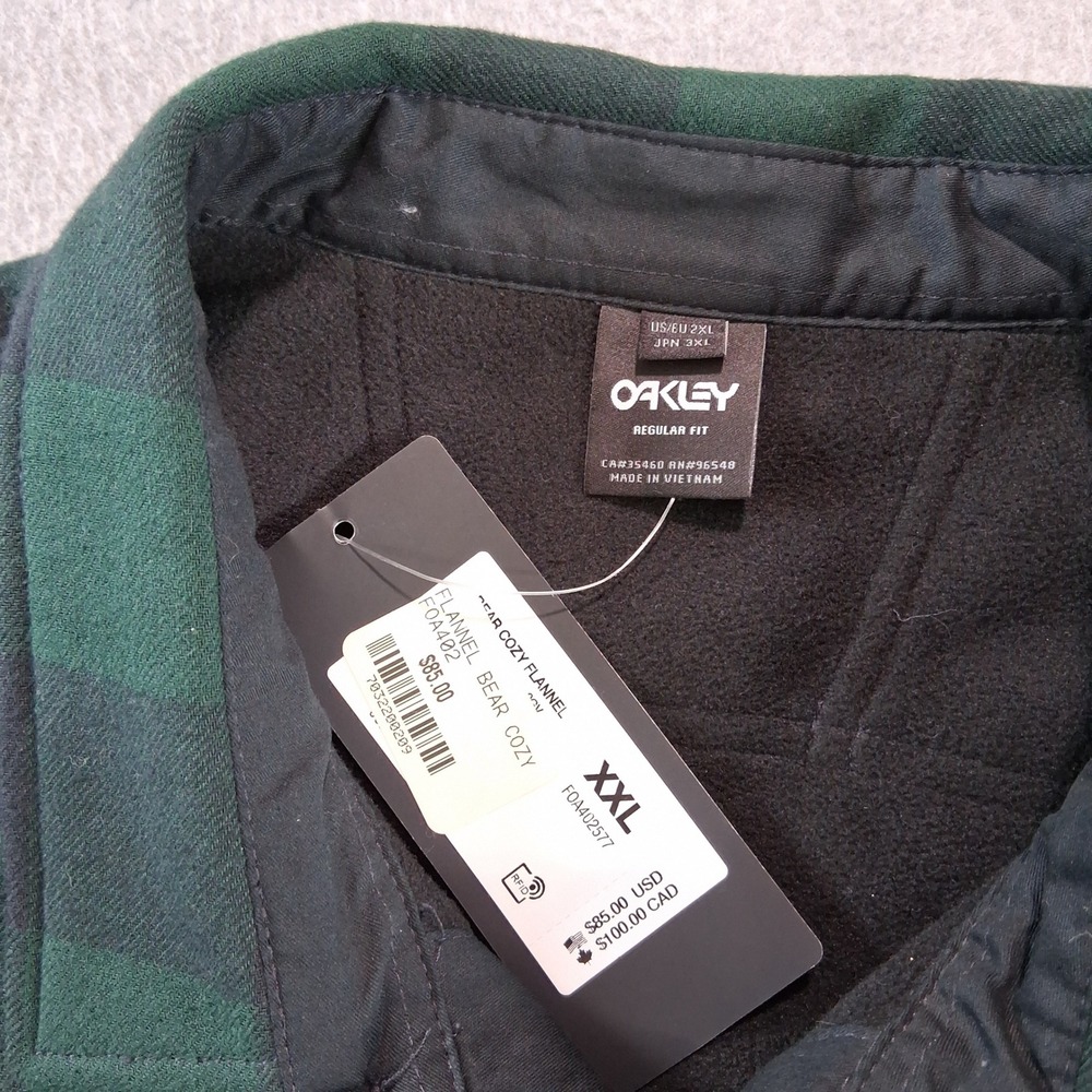 Oakley Flannel Bear Cozy Men XXL Green Buffalo Plaid Fleece Lined FOA402577 - Picture 4 of 10